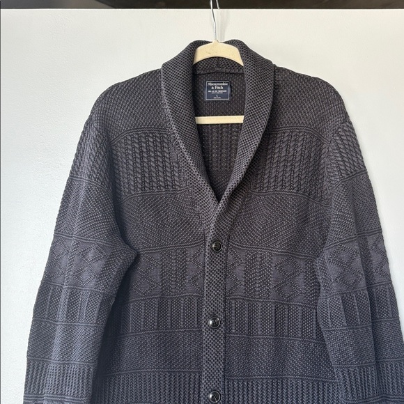 Abercrombie & Fitch 'boyfriend' Cardigan Sweater 100% Cotton in: Charcoal black - Picture 5 of 10